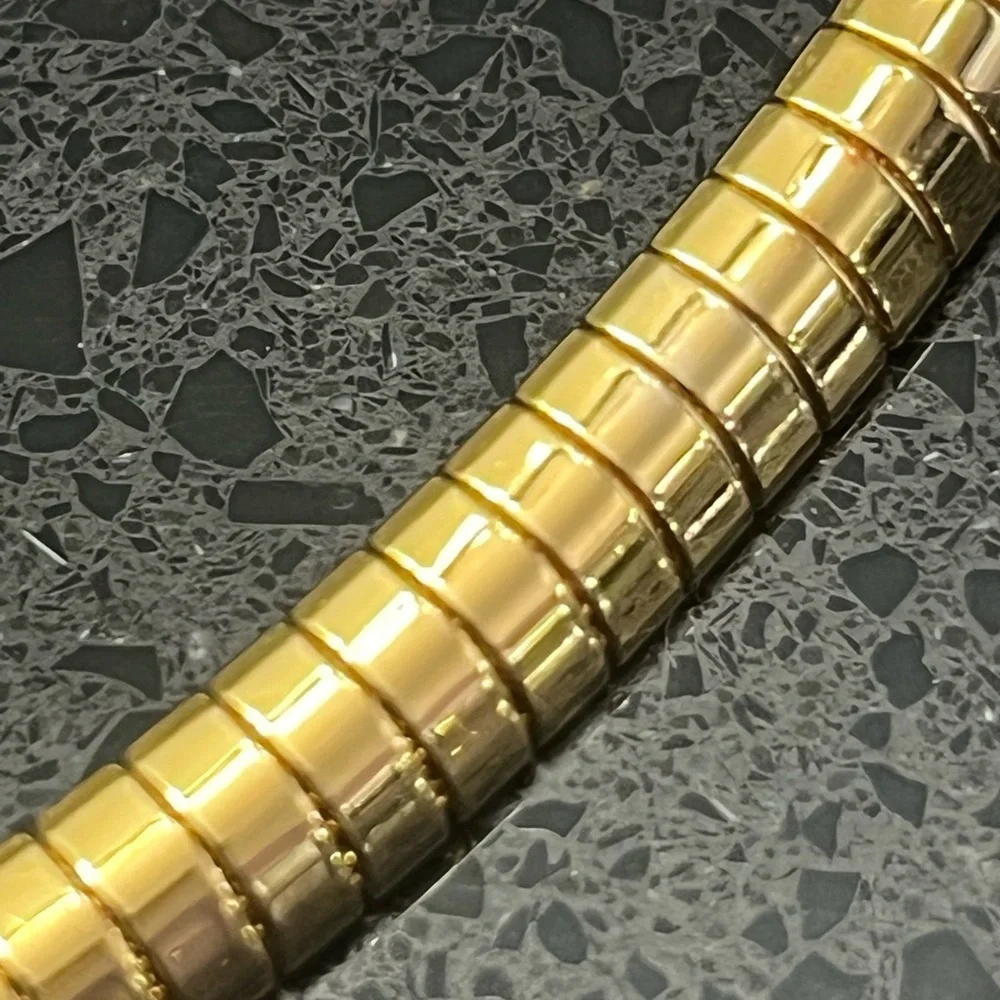 18k Gold Technibond mirrored dome omega polished flexible necklace vintage HSN